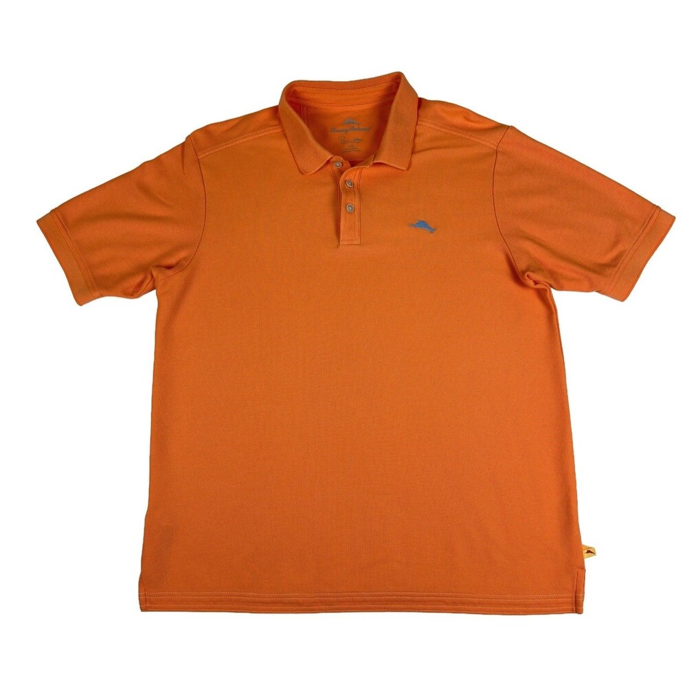 Tommy Bahama Mens Large Polo Shirt Short Sleeve Golf Button Up Orange